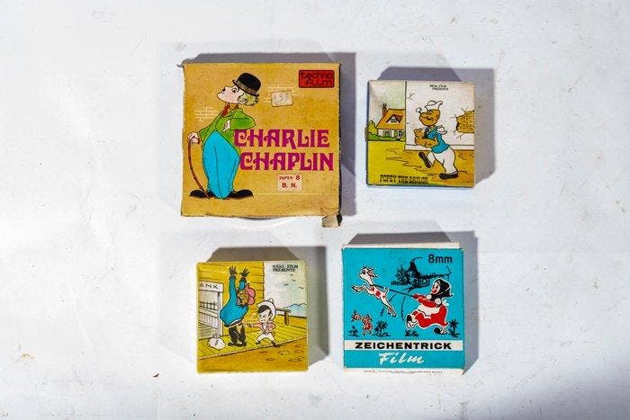 Technofilm Charlie Chaplin, Popeye & tekenfilms Film 8mm, Verzamelen, Fotografica en Filmapparatuur