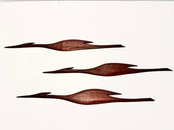 Wanddecoratie (3) - Een set van drie reigers / vogels - 40