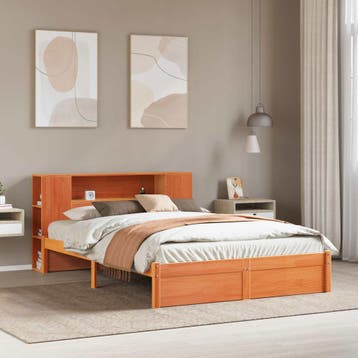 vidaXL Bedframe met opberghoofdeksel 2 pcs Wasbruin Massief, Huis en Inrichting, Slaapkamer | Bedden, Verzenden, Nieuw, Bruin