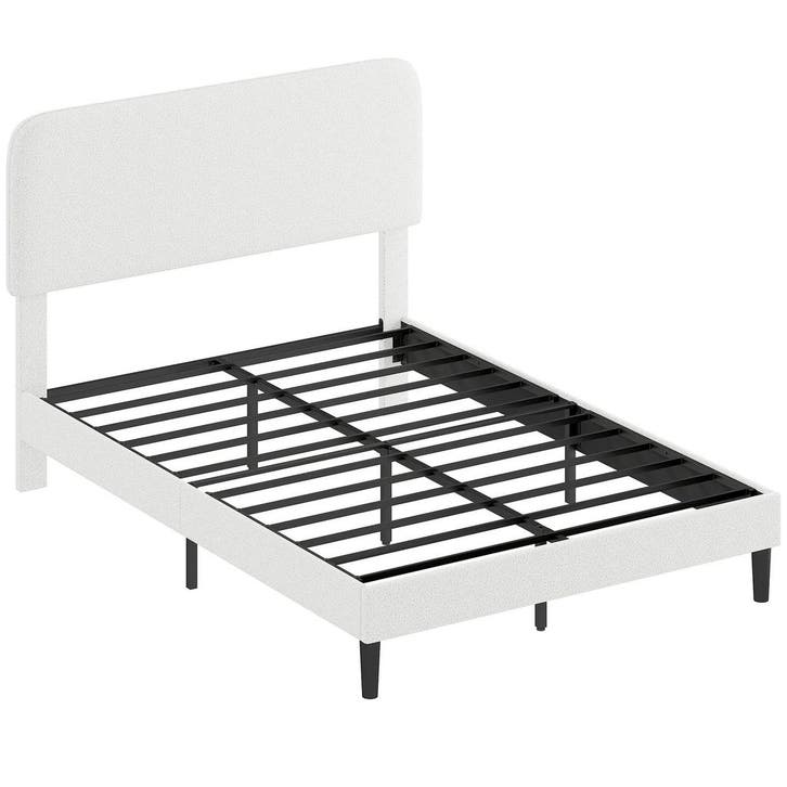 Eenpersoonsbedframe Met Teddy-fleece Bekleed Hoofdeinde, Met, Huis en Inrichting, Kasten | Wandmeubels, Nieuw, Verzenden