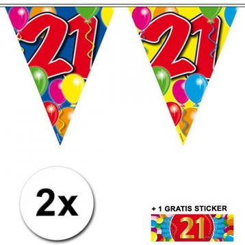 21 jaar vlaggenlijnen 2x met gratis sticker - 21 jaar vers.., Ophalen of Verzenden, Nieuw