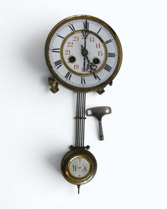 Regulateur - Messing-Emaille-Metaal - 1850-1900 - Regulator, Antiek en Kunst, Antiek | Klokken