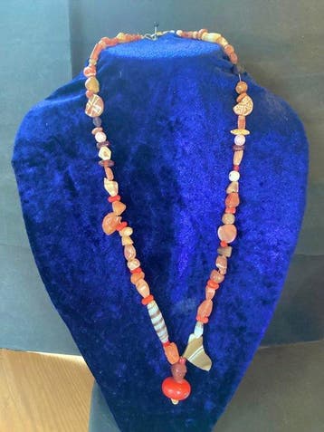 Indus Vallei Agaat- Karneool-Glas Antieke parelketting /, Sieraden, Tassen en Uiterlijk, Antieke sieraden