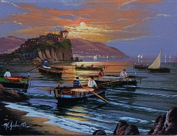 Mario Galanti (XX) - Tramonto a Ischia