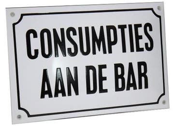 Emaille reclamebord: Consumpties aan de bar, Verzamelen, Ophalen of Verzenden, Nieuw