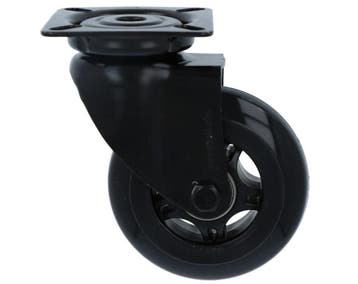 Zwenk Skatewiel zwart met bevestigingsplaat 75 mm, Verzenden, Nieuw