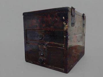Antique Japanese Wooden Traveling Document & Calligraphy Box, Antiek en Kunst