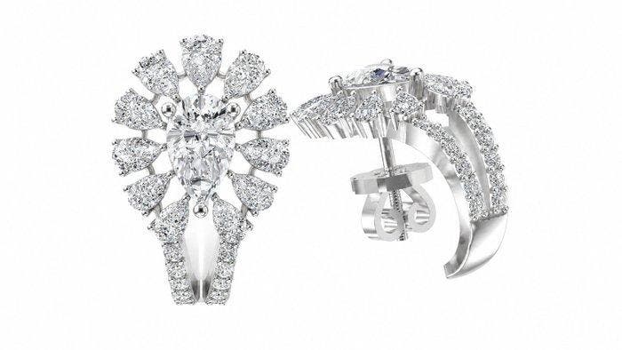 Oorbellen - 14 karaat Witgoud - 4.82ct. tw. Diamant, Sieraden, Tassen en Uiterlijk, Oorbellen