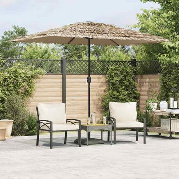 vidaXL Parasol met stalen paal 300x200x250 cm bruin, Verzenden, Nieuw, 2 tot 3 meter