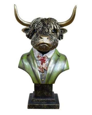 sculptuur, Highland Cow Gentleman Bust – Bronze Effect, Antiek en Kunst