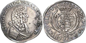 2/3 taler, daalder 1678, Sachsen-kurlinie ab 1547 (albert..., Verzenden