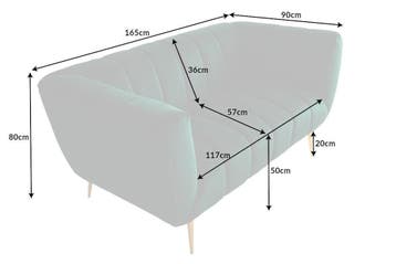 Retro 2-zitsbank NOBLESSE 165cm smaragdgroen fluwelen, Ophalen of Verzenden, Nieuw
