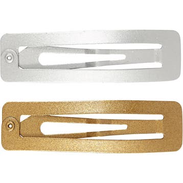 Haarspeld, L: 58 mm, B: 16 mm, goud, zilver, 4 stuk/ 1 doos, Nieuw