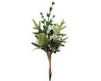Kersthanger winters groen, distel met clip groen wit 22 cm, Ophalen of Verzenden, Nieuw