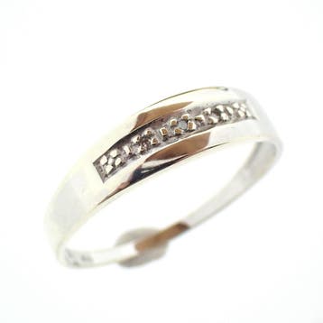 8 karaat rijring met diamanten; 0,015 ct., Sieraden, Tassen en Uiterlijk, Ringen, Gebruikt, 20 of groter, Wit, Ophalen of Verzenden