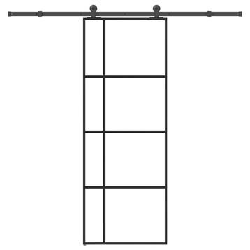 vidaXL Schuifdeur met beslag 76x205 cm ESG-glas en aluminium, Verzenden, Nieuw