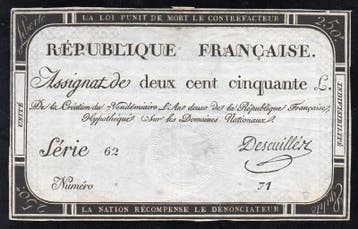 France Assignat Über 250 Livres 7 Vendemiaire Lan 2 Nat.., Verzenden