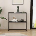 Consoletafel Strömstad haltafel met 1 plank 80x80x26 cm zwar, Huis en Inrichting, Tafels | Sidetables, Verzenden, Nieuw