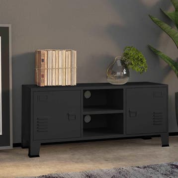 vidaXL Tv-meubel industrieel 105x35x42 cm metaal zwart, Minder dan 50 cm, Verzenden, Nieuw, Minder dan 100 cm