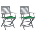 vidaXL Tuinstoelen 2 st inklapbaar met kussens massief, Verzenden, Nieuw, Hout