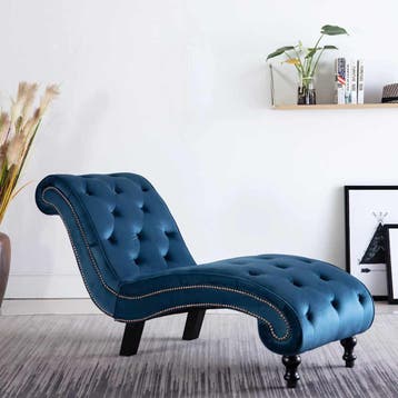 vidaXL Chaise longue fluweel blauw, Huis en Inrichting, Verzenden, Nieuw