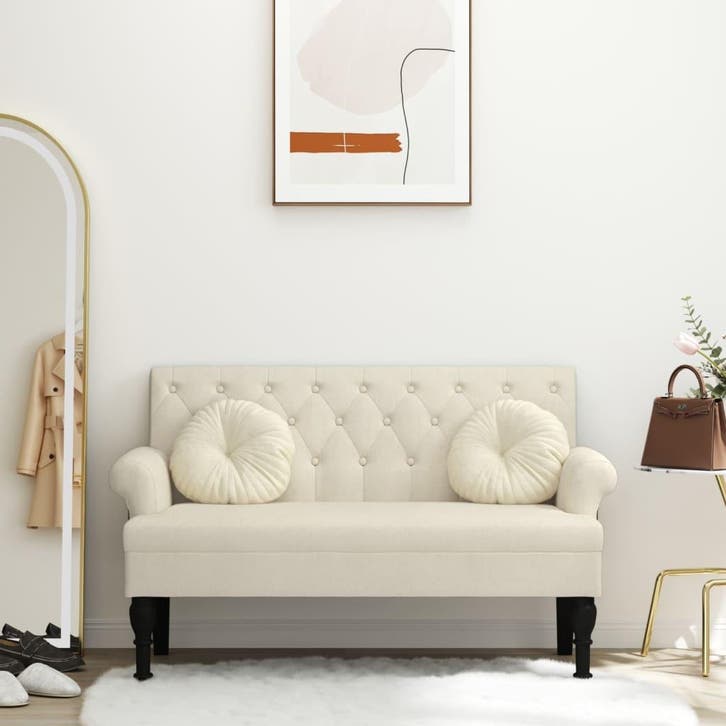 vidaXL Bankje met rugleuning 120x62x75,5 cm linnen, Huis en Inrichting, Banken | Bankstellen, Nieuw, Stof, Verzenden