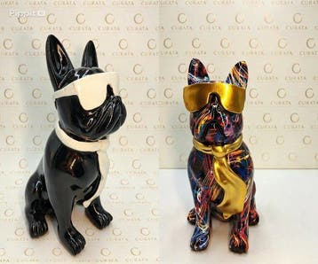 Beeldje - Lotto di 2 articoli. 2 Bulldog Francesi Decorativi