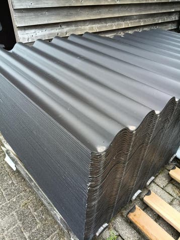 Ca. 20x Golfplaat vezelcement, Cemfort, zwart, Nieuw