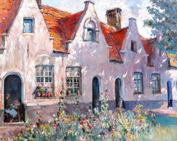 Jules Postel (1867-1955) - Brugge, flowers at the Prinselijk, Antiek en Kunst