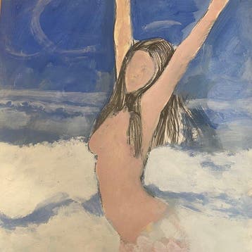 Yves Ganne (1931-2019) - La baignade, nu féminin dans les, Antiek en Kunst