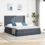 vidaXL Opslag bed met matras Donkergrijs 200 x 200 cm, Verzenden, Nieuw, Grijs, Stof