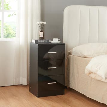 [en.casa] Nachtkastje Aurdal met 3 lades 66x37x34,5 cm zwart, Verzenden, Nieuw