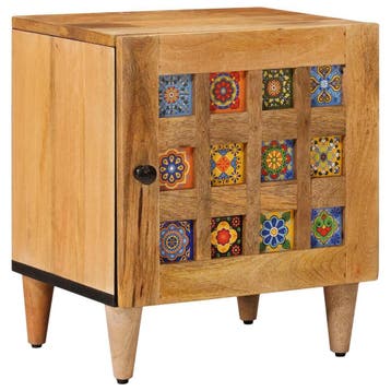 vidaXL Nachtkastje Naturel 40 x 33,5 x 46 cm Massief Mango, Minder dan 45 cm, Verzenden, Nieuw, Minder dan 55 cm