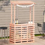 vidaXL Tuinbartafel met dak 112,5x57x195,5 cm massief hout, Verzenden, Nieuw
