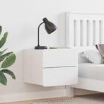 vidaXL Nachtkastje met lade Wit 39 x 34 x 33 cm Massief, Minder dan 45 cm, Verzenden, Nieuw, Minder dan 55 cm