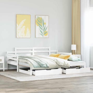 vidaXL Slaapbank met onderschuifbed/lades zonder matras, Huis en Inrichting, Slaapkamer | Bedden, 90 cm, Eenpersoons, Verzenden