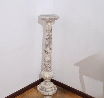 Antiek Kolom - 1900-1910 - witte Arabescato-marmer