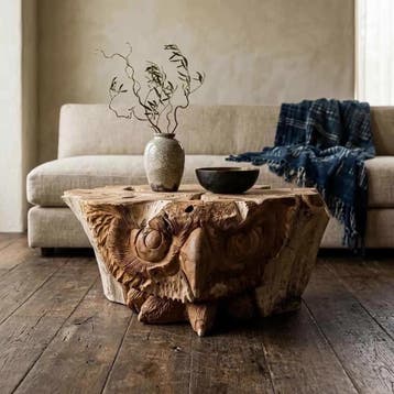 Salontafel Owl Teak Unique | World of Brosi, Huis en Inrichting, Ophalen of Verzenden, Nieuw