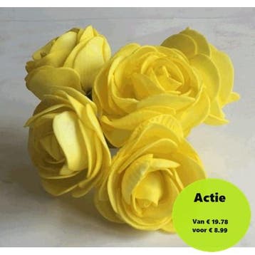Camelia Ranonkel Yellow Neon Foambloem doos 30 stuks, Ophalen of Verzenden, Nieuw