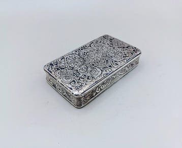 150 Years Old - Niello Work - Snuifdoos - .800 zilver, Antiek en Kunst, Antiek | Goud en Zilver