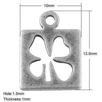 6 x Tibetaans zilveren klavertje 4 afm. 13,5 x 10 x 1mm o..., Ophalen of Verzenden, Nieuw, Bedel