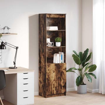 vidaXL Highboard 50x35x180 cm spaanplaat gerookt, Minder dan 50 cm, Verzenden, Nieuw, Minder dan 100 cm