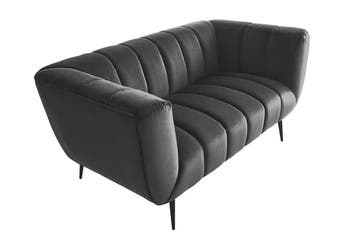 Design 2-zits bank NOBLESSE 165cm grijs fluweel zwart, Ophalen of Verzenden, Nieuw