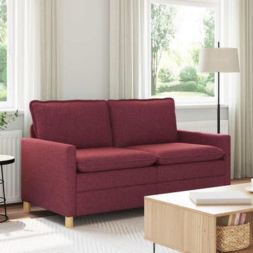 vidaXL Bank 2-zits Wijnrood 156 x 81 x 87,5 cm Stof, Huis en Inrichting, Verzenden, Minder dan 150 cm, Stof, Nieuw