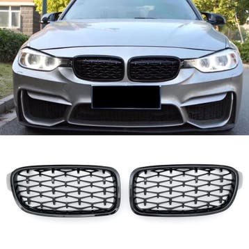 Grille Diamant glans zwart geschikt voor BMW 3 Serie F30 F31, Auto diversen, Tuning en Styling