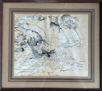Inkttekening van een vogel - Papier - Japan - Meiji periode