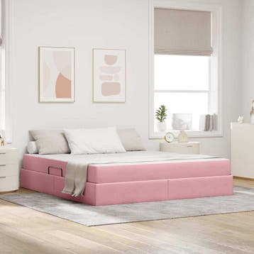 vidaXL Opbergbed met matras met opslag Roze 160 x 200 cm, Verzenden, Nieuw, Stof