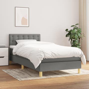vidaXL Boxspring met matras stof donkergrijs 90x200 cm, 90 cm, Eenpersoons, Verzenden, Nieuw
