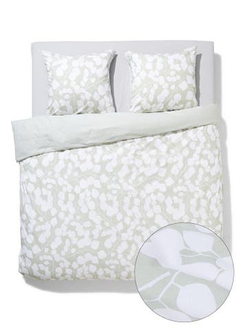 HEMA Dekbedovertrek 200x200/220cm zacht katoen bladeren, Verzenden, Nieuw, Groen