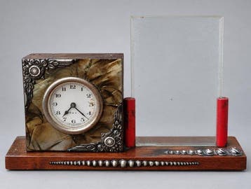 Klok - REX - Zilver, Hout, Metaal - 1920-1930 - Tafelset